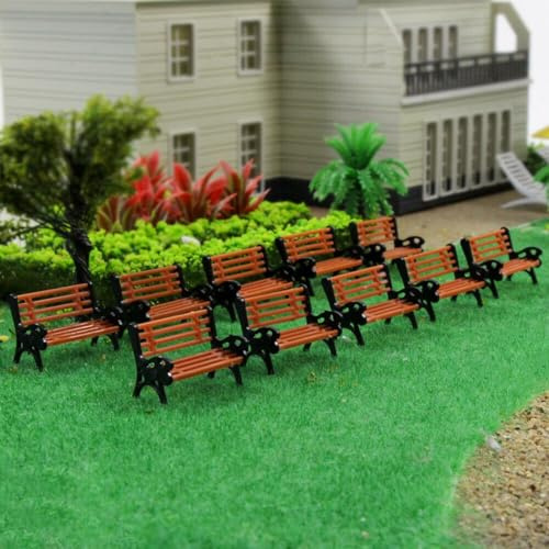 SPORTARC 10 Stück Modellpark, Parkbänke, Modelleisenbahn, HO für TT, Maßstab 1:87, für Straßenpark, Garten, Eisenbahn, Landschafts-Layout
