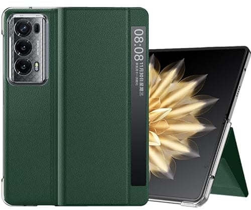 Lemxiee Custodia per HONOR Magic V2 Cover,Flip Custodia Pelle PU con Auto Svegliati/Sonno/Slim fit/Supporto pieghevole case per HONOR Magic V2 -Verde