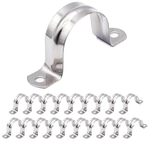 SUPERFA 20 Pcs 60mm U-Shaped Pipe Strap Clamps, 304 Stainless Steel Hose Wall Clips for Water and Gas Pipes