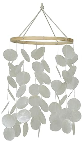 CAXUSD Hängendes Muschel-Windspiel Dekoratives Garten Windspiel Natürliche Muschel Und Holz-verarbeitung Windspiel Für Innenbereich