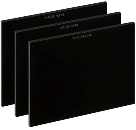 PATIKIL Filtro de Sombra para Soldadura, Vidrio Endurecido, Sombra 14, 4-5/16 x 3.5, 3 Piezas, Cubiertas de Placas de Filtro de Oscurecimiento Negro para Casco de Soldadura