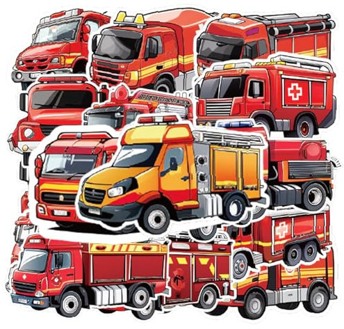 STQDEU Feuerwehr-Aufkleber,feuerwehr Aufkleber DIY Skateboard Gepäck Aufkleber Wasserdicht Abnehmbar Set (50 Stück Set) Für Laptop, Skateboard, Koffer, Etc. Für Feuerwehrmann Fans