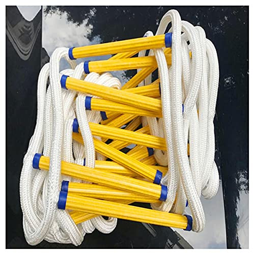 Strickleiter, Notleiter, Feuerleiter, Sicherheitsleiter, Fluchtleiter aus Fenster und Balkon zum Klettern mit Haken/6M