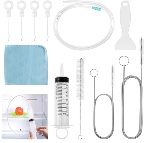 11 Pcs Fridge Drain Hole Cleaning Tool,Fridge Dredger and Cleaning Set | Reusable Refrigerator Drain Dredging Tool Kit,Fridge Cleaning Kit for All Refrigerators and Kitchen Drain Hole Remover