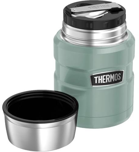 AMK® Thermos Stainless Steel King Food Flask Duck Egg Green 470ml Vacuum Insulated Keeps Warm Or Cold Suitable for Fruit Ice Cream and Hot Foods