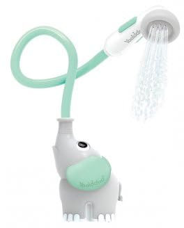 Douchette de Bain Bebe Elephant Gris, Turquoise - Tuyau aspergeur, Jet d'eau - Douche, Baignoire - Set Jouet eveil Enfant et Carte
