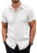 COOFANDY Short Sleeve Shirts Men Slim Fit Short Sleeve Button Up Dress Shirt Summer Business Casual Shirts Stretch Shirt Work Office White 3XL