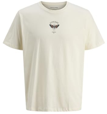 JACK & JONES Jjkento Tee SS Crew Neck Pls - Plus Size, Antique White, 5XL