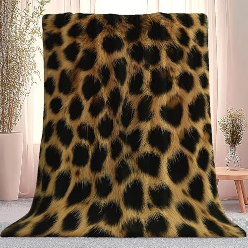 Decke Tier Leopard Wildheit Braun Schwarz 150 X 200 cm, Sherpa Fleece Decke Für Alle Jahreszeiten, Warme Comfort Bedruckte Kuscheldecke Für Couch Bett Sofa Deko Weiche Flauschig