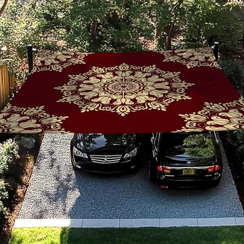 Treer Sonnensegel Rechteckig wasserdichte, 3D Retro Exotisches Muster Polyester Strandzelt mit 4 Seilen, Sonnenschutz im Außenbereich für Garten, Terrasse, Balkon, Strand (Burgund,2x2.4m)