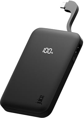 Juice Eco Integrated Power Bank, Portable Charger 5,000 mAh with Built-in Cable & Digital Display, USB-C Output, Power Bank for iPhone 15 16 Pro Max, Samsung, Xiaomi, Android, iPad, DJI, GoPro