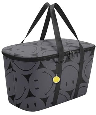 reisenthel coolerbag Smiley Grey - Kühltasche aus hochwertigem Polyestergewebe – Ideal für das Picknick, den Einkauf und unterwegs
