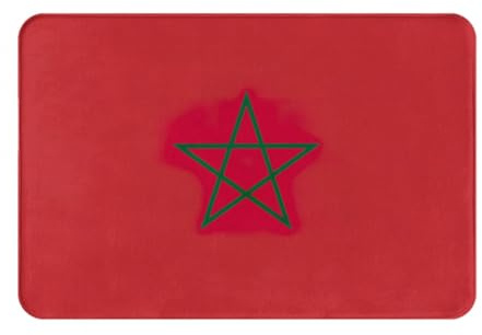 HDSKFNS Paillasson imprimé drapeau du Maroc - Tapis d'entrée pour porche, salle de bain, buanderie
