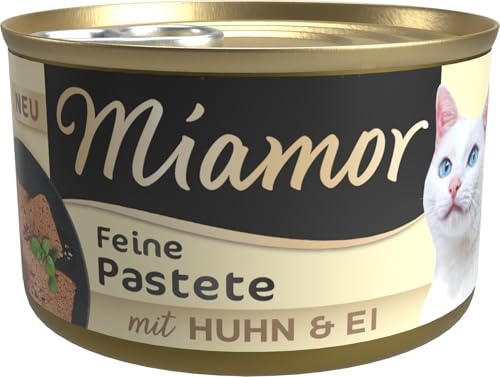 Miamor - Pastete | Nassfutter für ausgewachsene Katzen mit natürlichem Taurin. Getreidefreies Alleinfutter in der Dose ohne Soja und künstliche Zusätze | 12x85g Huhn & Ei