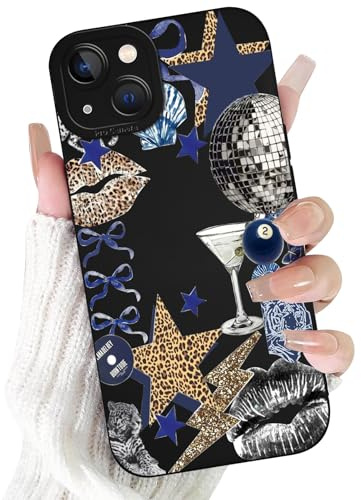 Xylota Handyhülle für iPhone 13 6,1'' Hülle, Aesthetic Leopard Muster Design Schutzhülle, Süßes Vintage Weiche TPU Stoßfeste Silikon Men Mädchen Frauen Kratzfest Kameraschutz Case, Sterne