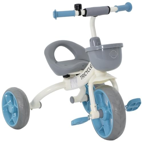 AIYAPLAY Kinder-Dreirad mit Frontkorb, Eva-Räder, 2-5 Jahre, Blau | Dreirad für Kinder, Innen & Außen, Geschenk für Jungen & Mädchen