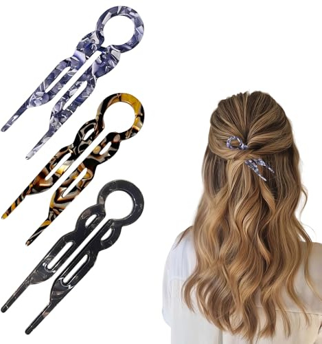 Aucuu Chignon Pince, 3 Pièces Epingle Cheveux Femme, Pince Cheveux en Forme de U Qui Fixe Solidement la Coiffure, Pinces a Chignons pour les Cheveu Fins et Doux, Cheveu Rebelles, Demi-queue, Chignon