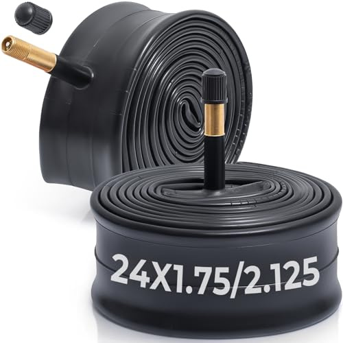 MetersGod 2 tubos de bicicleta premium de 24 x 1.75/1.90/1.95/2.0/2.10 | Compatible con neumáticos de bicicleta de 24 x 1.75 a 2.125, válvula Schrader, goma de butilo, utilizado para bicicletas de