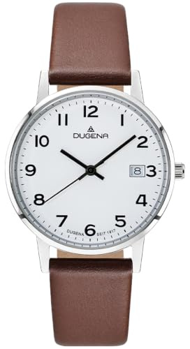 Dugena Moma Damen-Armbanduhr Quarz, Edelstahl Silber, Lederband