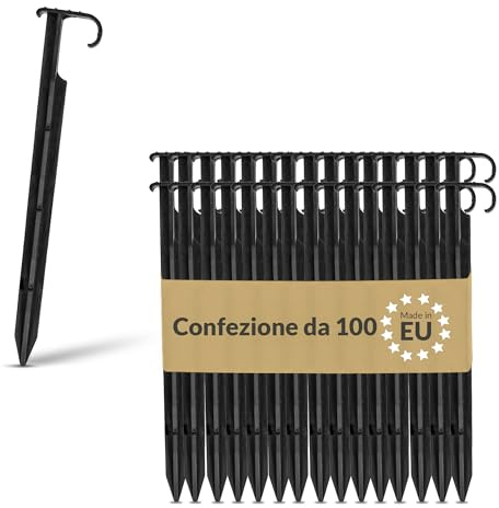 BAKOKI Set 100 Bodenanker Schlauchhalter 16–20mm – Tropfbewässerung Rohrhalter Erdanker Mikro-Drip Schlauchbefestigung Erdnägel für Bewässerungssystem, Steckgabel, Haken, Erdspiess | Hergestellt in EU
