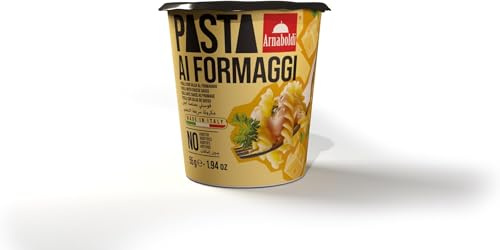 Arnaboldi - Pasta ai Formaggi Pronta, Piatti Pronti in 6 Minuti nel Contenitore o in Microonde, Noodles Istantanei Vegetariani per Pausa Pranzo, Cena Veloce, Alimentari Monoporzione 55g, 180g da Cotta