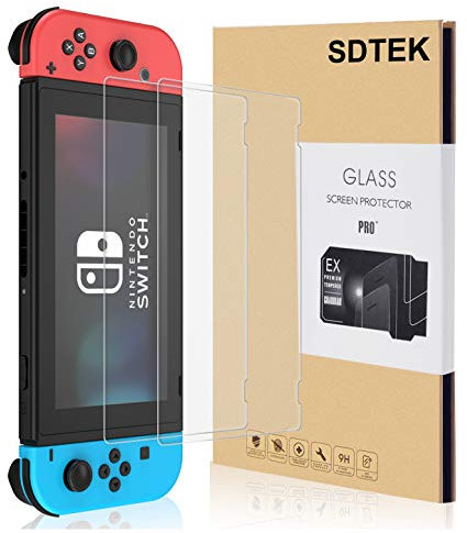 SDTEK *2 Pack* Protecteur d'écran Nintendo Switch Verre Trempé Protection Résistant aux éraflures Glass Screen Protector Vitre Tempered
