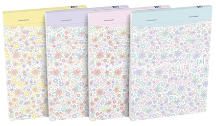 Oxford Notizblock A6 Floral liniert, 160 Seiten, geheftet, 4 Designs, 10 Stück
