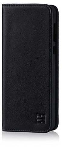 32nd Klassische Series - Lederhülle Case Cover für Huawei P20 Lite, Echtleder Hülle Entwurf gemacht Mit Kartensteckplatz, Magnetisch und Standfuß - Schwarz