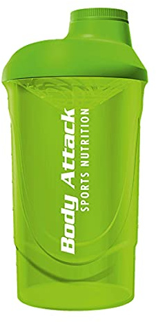 Body Attack Protein Shaker, 600 ml Fassungsvermögen (Green)