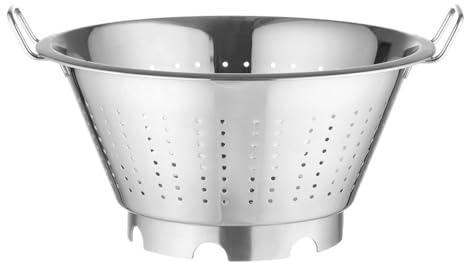 HENDI Seiher, mit Untersatz und 2 griffen, Sieb, Nudelsieb, Küchensieb, ø415x(H)210mm, Edelstahl, ø400x(h)220 mm