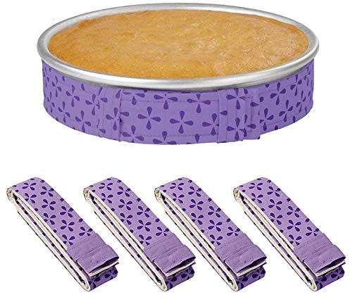 Mity rain 4-Piece Cake Pan Dampen Strips, Super Absorbent Thick Cotton Strips for Baking, Cake Leveler and Baking Supplies