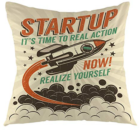 oFloral Rocket Wurfkissenbezug Startup Take Off Retro quadratischer Kissenbezug Home Deko für Sofa Couch Auto Schlafzimmer Wohnzimmer Dekor 45,7 x 45,7 cm schwarz gelb orange