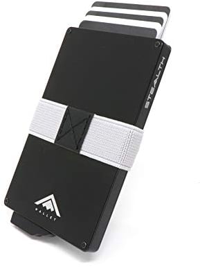 Stealth Wallet RFID Card Holder - Smart Minimalist Pop Up Wallets with Gift Box - Slim Lightweight Metal Credit Card Holders for Men & Contactless Protector (Black)