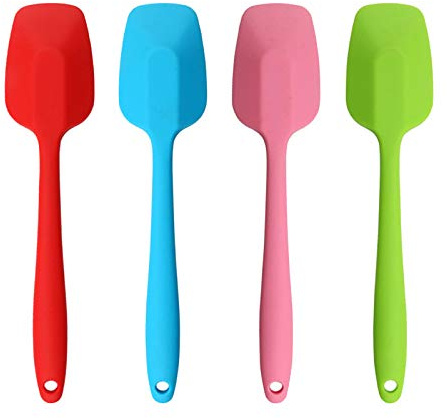Silicone Spatulas, 10.6 inch Rubber Spoon Spatula Heat Resistant One Piece Design Seamless Non-Stick Spoonulas Flexible Scrapers Baking Mixing Tool (4 Pcs)