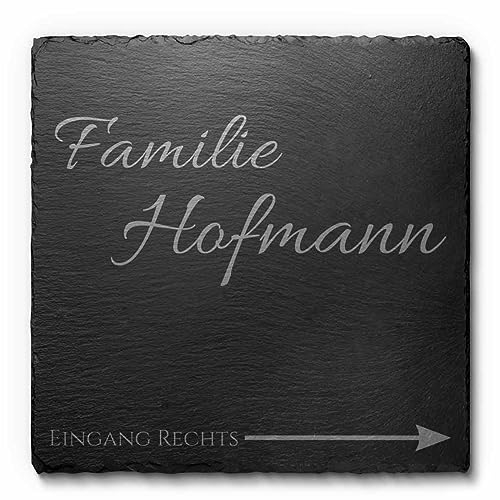 Schiefer Türschilder mit Gravur | Namensschild Briefkastenschild selbstklebend/blank Klingelschild mit vielen schönen Motiven | Größe 10x10 cm