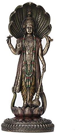 Veronese Design 32,5 cm Hindu-Gott Shesha Vishnu Antik Bronze Finish handbemalte Figur Statue