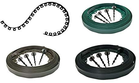 Garteneinfassung - Flexible Gartenumrandung - Sechs Verschiedene Längen - Beeteinfassung - 10m, 20m, 30m, 40m, 50m, 100m - Zwei Höhen 4cm und 6cm - Schwarz Flexible Beeteinfassung mit Heringen