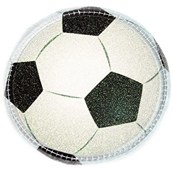 Glitzer - Klett - Patch für den Schulranzen oder Rucksack optional mit Namen | 28 Motive | auch als Anhänger oder zum Aufbügeln | super Geschenk zu Einschulung (Fußball)