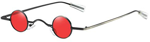 Lazzboy Sonnenbrille Runde Polarisierte Schutz Form Mann Frauen Hip Hop Brillen Shades Vintage Retro(Rot)