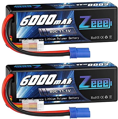 Zeee 3S Lipo Akku 11,1V 80C 6000mAh Hardcase Batterie mit EC5 Stecker für RC Car RC Truck RC Auto Boot LKW Truggy RC Hobby (2 Packungen)