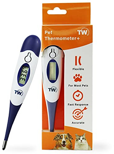 Digitales Haustierthermometer für Tierbesitzer von Hunden, Katzen, Pferd, Tierärzten, flexible Temperatursonde, inkl. Tierarzt-Diagramm