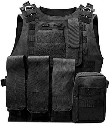 HYCOPROT Taktische Weste, 1000D Oxford verstellbare Militär-Airsoft-Weste, für spezielle Mission, Outdoor-Abenteuer-Paintball, Militärtraining (Schwarz)