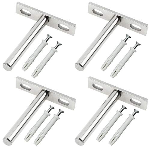 Staffe Supporto Mensola Invisibile 79mm Staffa per Mensola Galleggiante con Viti Autofilettanti e Tappo in Gomma Bianca per Supporto da Parete a Scomparsa - 4 pcs