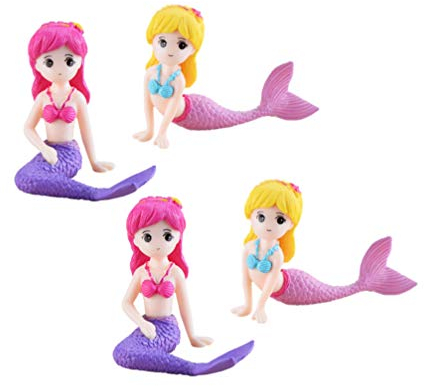 HEALLILY 4pcs Mini Mermaid Figurines Cake Decorations : Fantastic Mermaid Figure Collection Playset Fairy Garden Plant Pot Micro Landscape Dollhouse Accessories(Random Style)