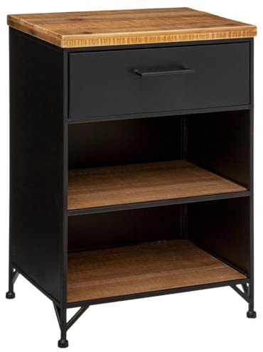 Atmosphera - Table de Chevet Cierna Noir - métal et Bois