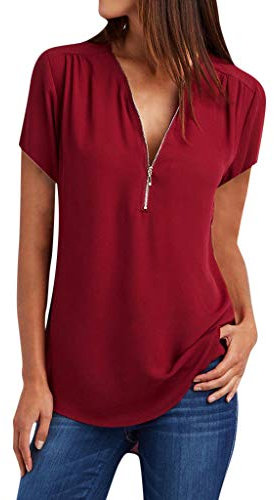 Ronony Damen T-Shirts Sommer Kurzarm Oberteile V Ausschnitt Basic Casual Shirts Sweatshirt Lose Tops Sommer T-Shirt Basic Kurzarm Tops für Damen Rundhals Lockere Oberteile Casual Shirts