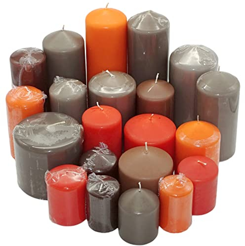 6 kg Witap Stumpenkerzen Qualitätskerzen Set Kerzenpaket Mix gemischt nach Farben (Orange-Braun-Grau)