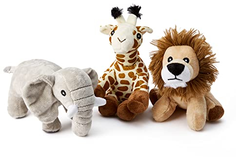 Zappi Co Kinder Kuschelweiches Plüschtier - Perfekte kuschelige Spielgefährten für Kinder Geburtstage und besondere Anlässe(12-15cm) (Elefant + Giraffe + Löwe)