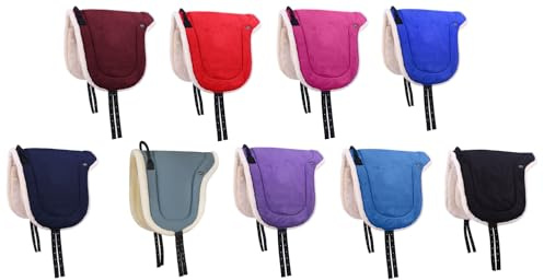 NETPROSHOP Bareback Pad Velour Reiten ohne Sattel mit Weichem Kunstfell Shetty/Pony/Full/XLFull, Groesse:Full, Farbe:Dunkelblau