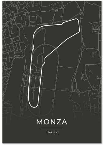 Vacentures Monza Rennstrecken Poster - Geschenk für Motorsport-Fans (21x30 CM (DIN A4))